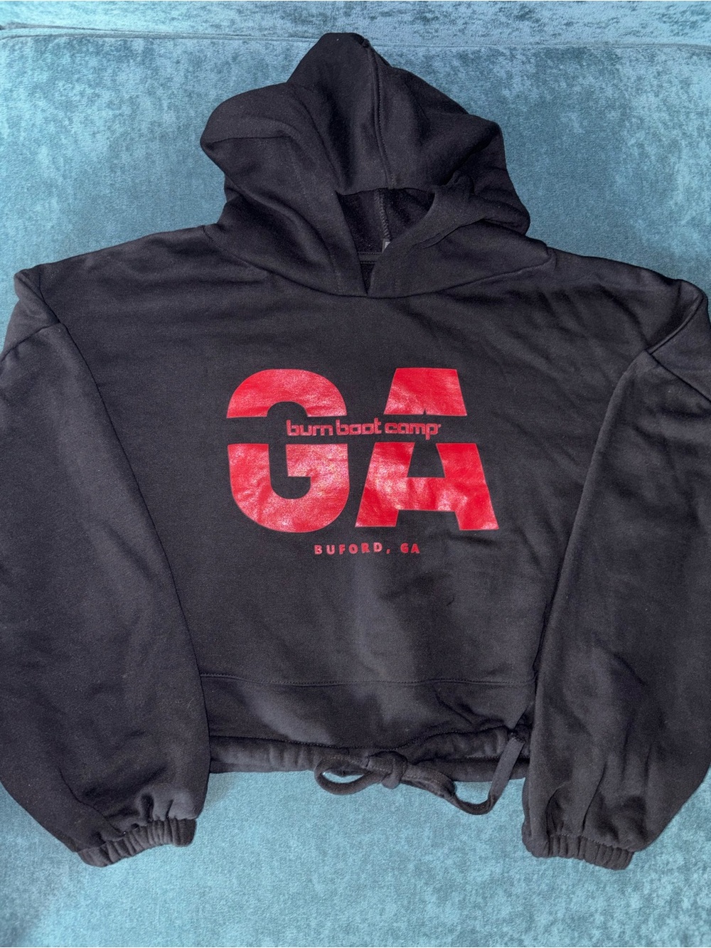 Burn boot camp cropped GA Black Pullover Hoodie